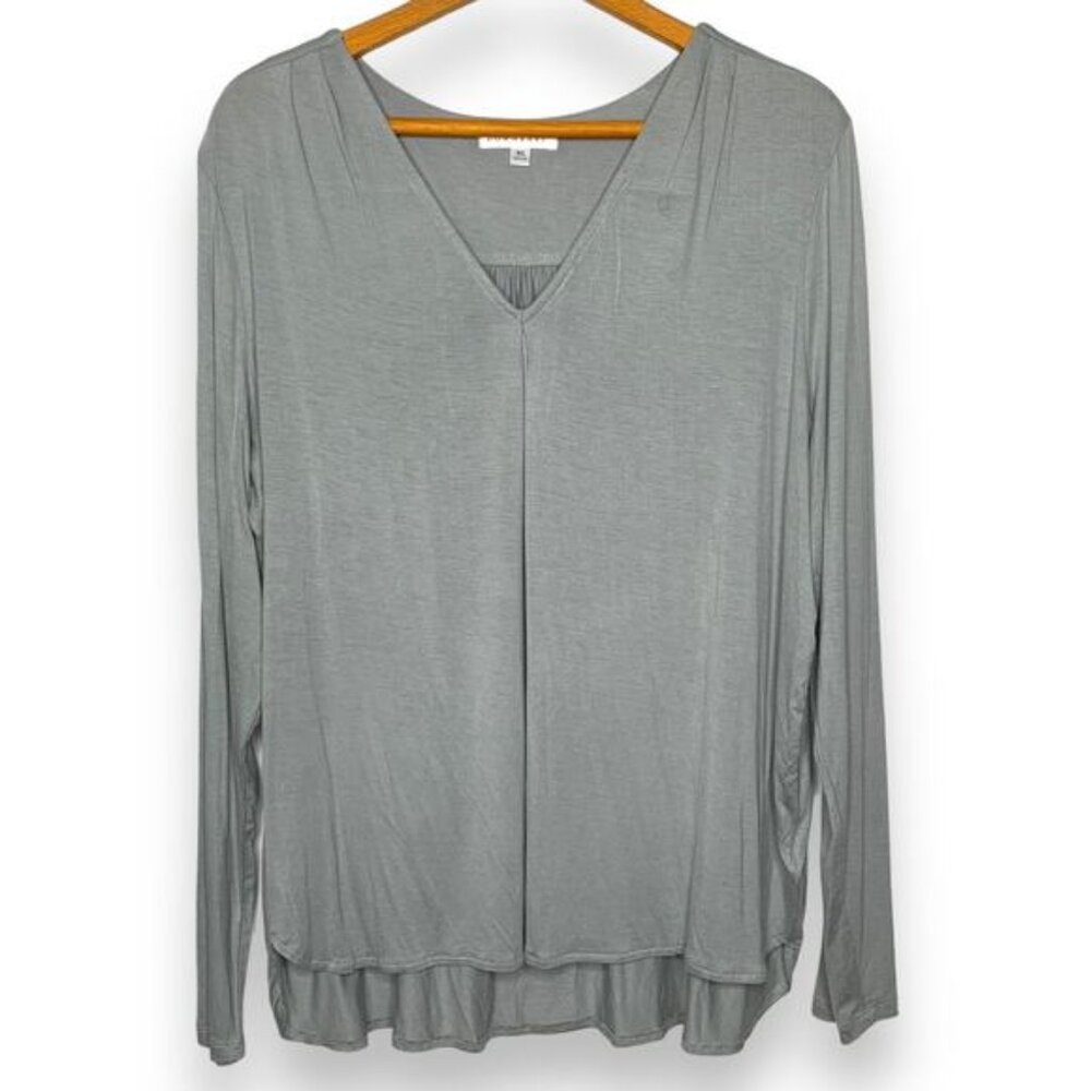 3/$20 Down East women's gray v-neck flowy long sleeve casual top SZ XL